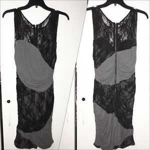 SOLD! Tracy Reese black lace & grey body con dress